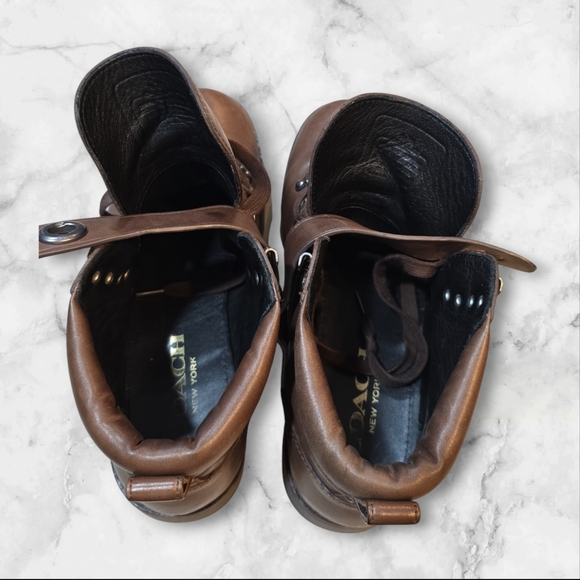 COACH -G1117 -TOMPKINS Hiker Shearling/ Trekking Boots - Dark Brown Size 8D mens - Picture 4 of 7